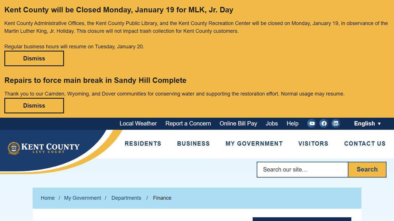 Finance Kent County Levy Court